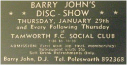 29/01/76 - Barry John Disco Show, Tamworth FC Social Club
