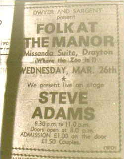 26/03/80 - Steve Adams, Folk at the Manor