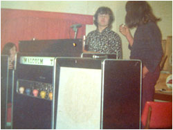 Malcolm Taylor (left) roadies (right)