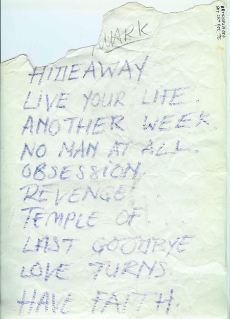 Set List : 21/12/85
